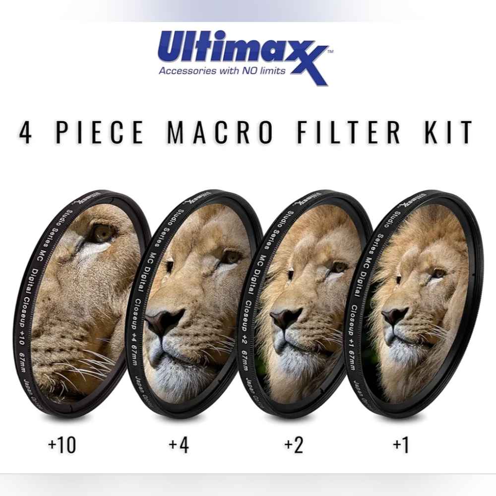 Ultimaxx 58mm Professional 4 PC HD Macro Close-Up Lenses Kit Brand New